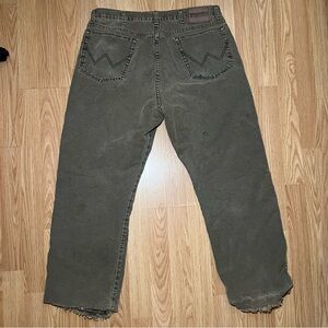 Vintage 1990s Wrangler Fleece Line Rugged Wear Pants Faded Brown Grunge 34x27